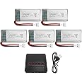 sea jump 5PCS 3.7V 380mAh Battery+Charger for X4 H107,H107C,H107L, X11 X11C,HS170 HS170C F180C HS170G TOZO Q2020 E016H E016F FX801 V911S A120 XK A150 V966