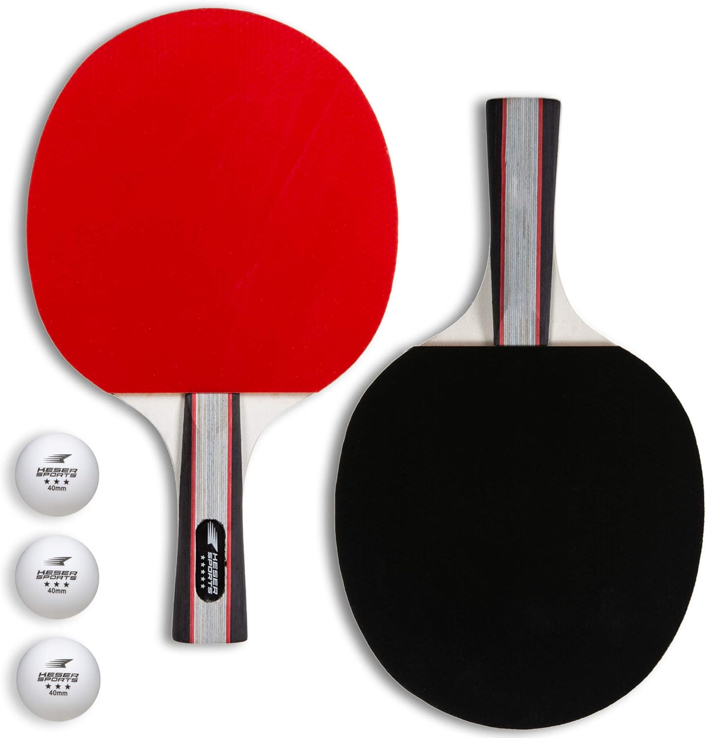 Keser Sports 5-Star Ping Pong Paddle Set – 2 Player Racket Set Bundle with 3 Professional ABS Balls and Portable Storage Bag Included. Advanced Spin, Speed and Control for Indoor/Outdoor Table Tennis : Sports & Outdoors