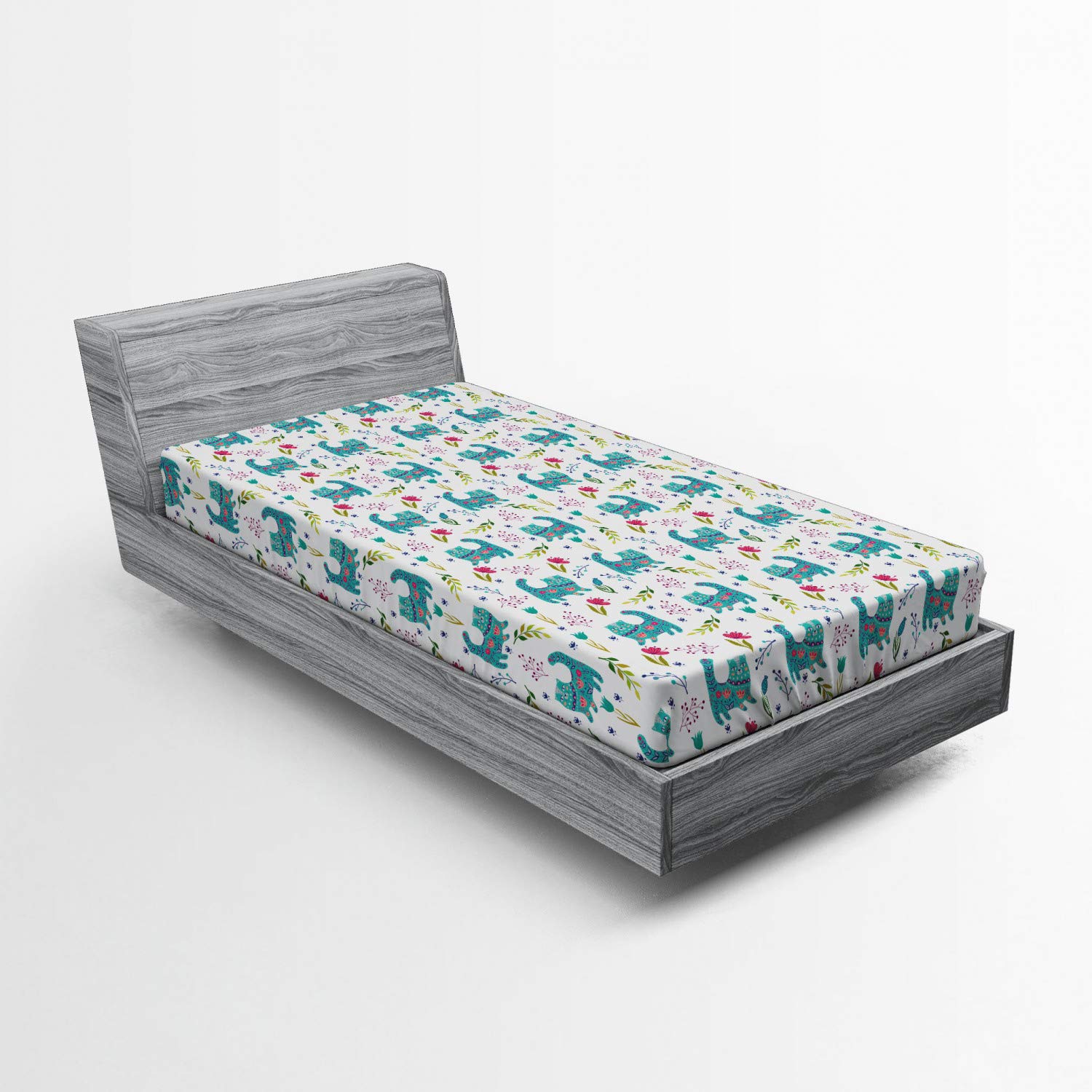 Ambesonne Kittens Fitted Sheet, Folkloric