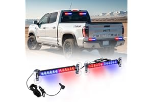 Tiannor 2X 12.2 inch Emergency Strobe Lights Red Blue Police Lights 24 LED Hazard Warning Flashing Safety Front/Rear Windshield Deck Split Lights Grille for Law Enforcement Vehicles Trucks Car