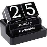 EASEYA Wooden Block Calendar for Desk, Daily Desktop Perpetual Desk Calendar, Modern Farmhouse Aesthetic Desk Accessories for Home Office Decor, Teacher, Classroom, Reusable Yearly, Black