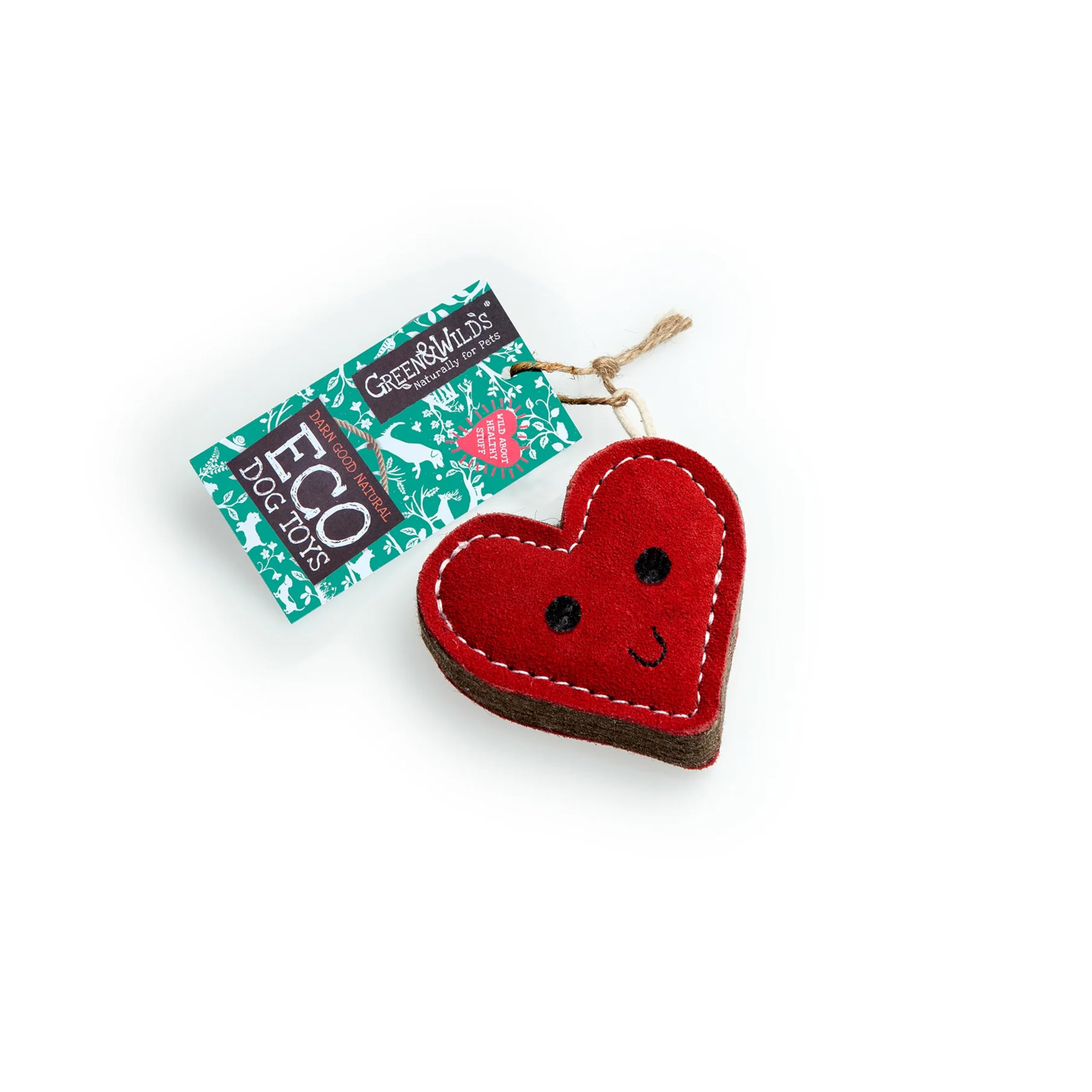 Green & Wilds Eco-Friendly Natural Dog Toy - Trudy Truelove - Suede & Jute Sustainable Heart Chew Toy