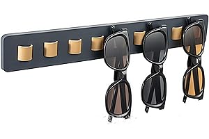 Dark Grey Wooden Wall Mounted Glasses Holder, Home Decor Sunglasses Organizer & Rack for Multiple Eyeglasses and Sunglasses (