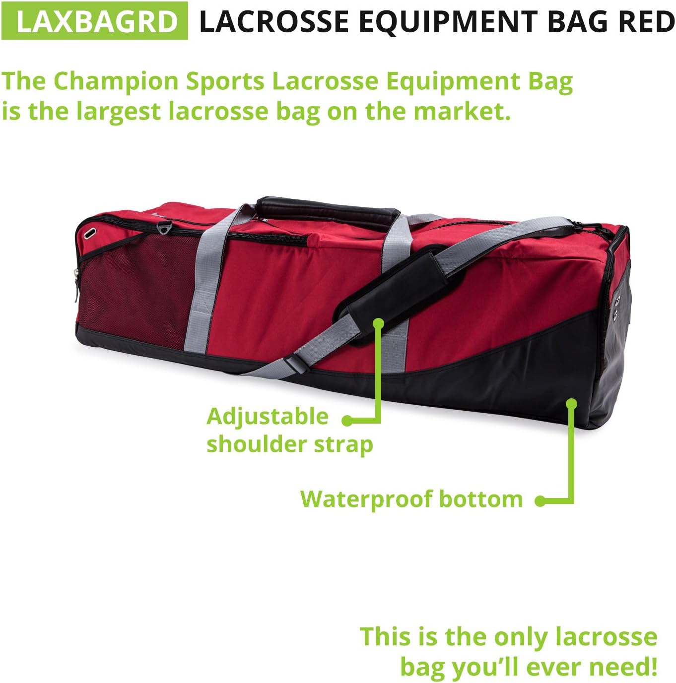 Champion Sports Lacrosse Equipment Bag: Duffel Sports Bag for Mens & Womens, Girls & Boys Gear - Black : Sports & Outdoors