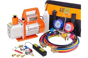 BACOENG 4CFM AC Vacuum Pump and and Gauge Set, 4-Way HVAC Vacuum Pump Kit with Leak Detector for R134a R410a R22 Refrigerants
