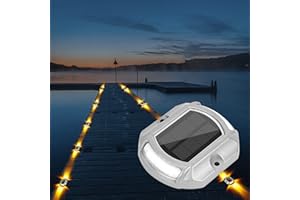 VOLISUN Solar Driveway Lights Dock Deck Lights 4-Pack,2 Colors in 1,LED Solar Powered Waterproof Outdoor Warning Step Light for Driveway Sidewalk Pathway (2 Colors Lighting,White/Warm White)