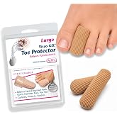 Pedifix Visco-GEL Toe Protector, Gel Cap for Corns &amp; Hammer Toe, Large 2PK | Fabric-covered Visco-GEL cushions corns, blisters, ingrown nails and hammer toes while moisturizing skin. Trim to fit.