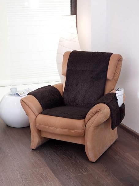 schurwoll sesselschoner mit armlehnenschoner und langem fußteil