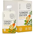 Serenity Kids Bone Broth Puree Made with Organic Veggies - Clean Label Project Purity Award Certified - 3.5 Ounce BPA-Free Pouch - Pasture Raised Turmeric Chicken - 6 Count Baby Food Pouches