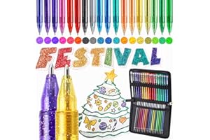 ZSCM QUALITY DECIDES THE FUTURE ZSCM 36 Pack Metallic Glitter Gel Pens Set, 18 Colors Sparkle Gel Pens with 18 Glitter Pen Refills in Canvas Bag for Adult Coloring Book Drawing Crafts Scrapbooks Journaling