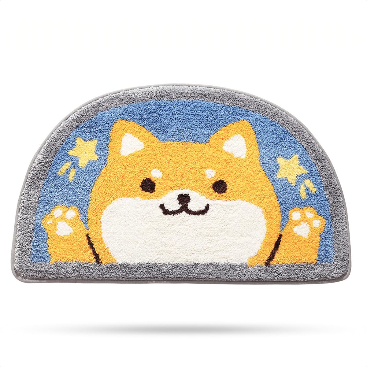 Cute Bathroom Rug Bath Mat 17.7" x 29.5" Non-Slip Soft Shower Rug Plush Microfiber Cute Bath Rug Water Absorbent Thick Shaggy Floor Mats, Machine Washable, Shiba Inu