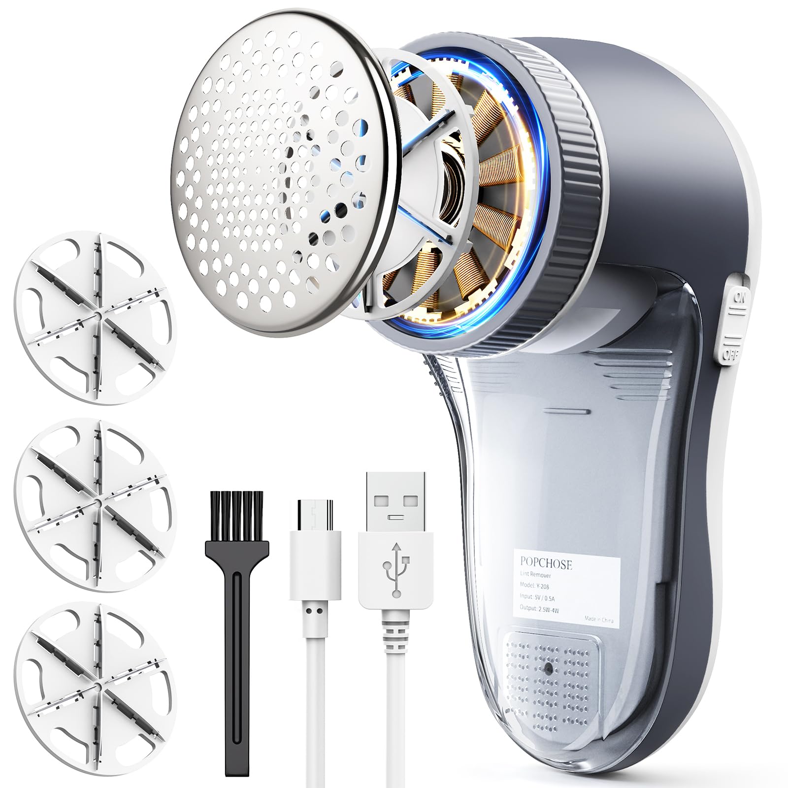 Photo 1 of POPCHOSE Fabric Shaver, Lint Remover for Clothes, Electric Lint Shaver with 6-leaf Blades, Sweater Shavers to Remove Pilling for Clothing, Couch, Furniture, Fuzz, Lint Ball, Pillings, USB Rechargeable