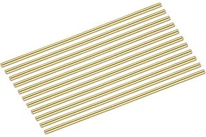 MECCANIXITY 10pcs Brass Rods (3mm) 1/8 Inch x (100 mm) 4 Inch Brass Solid Round Stock Lathe Bar for Knife Handles Pin DIY Cra