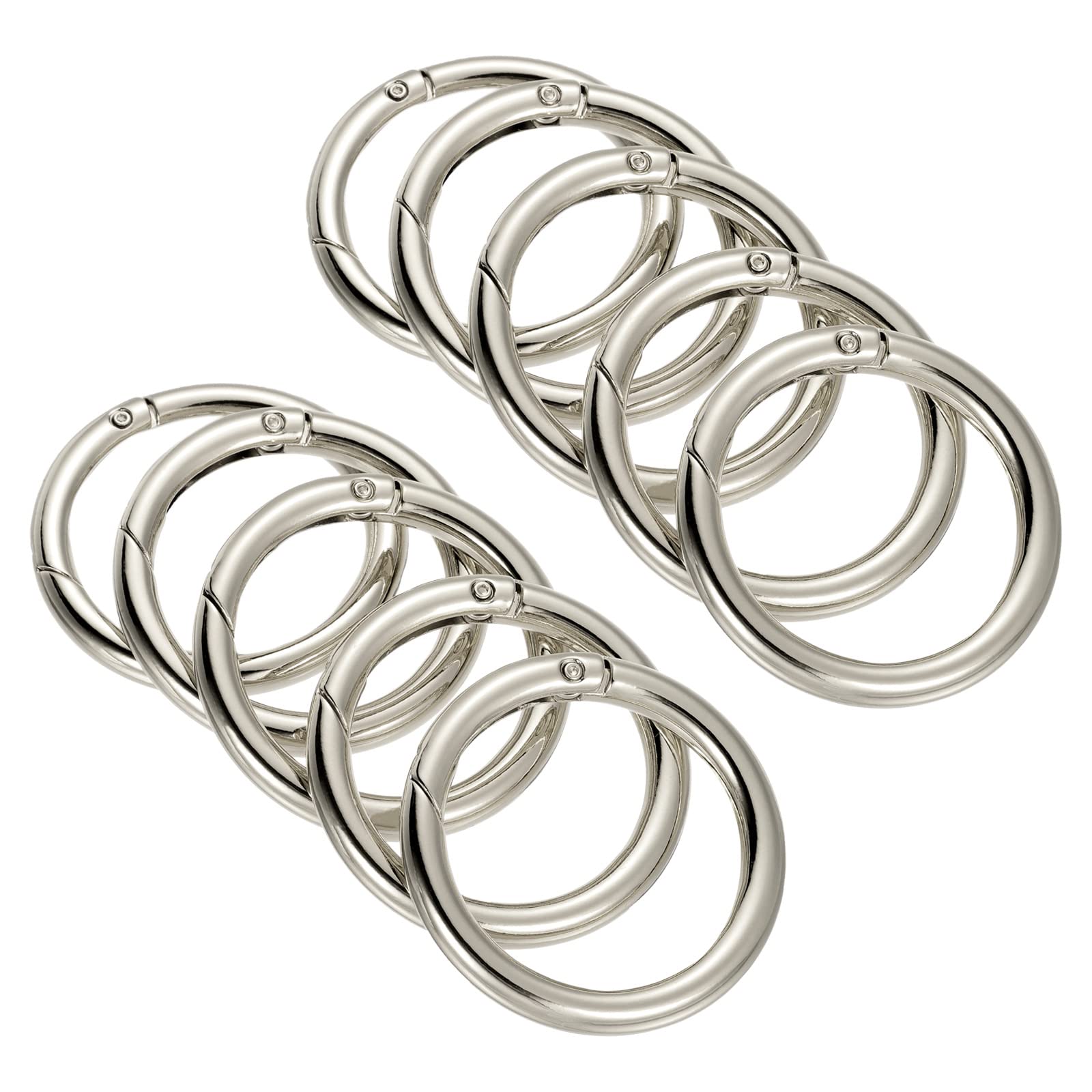 PATIKIL 51x39x6mm Spring Gate O Rings, 10 Pack Round Snap Clip Zinc Alloy for Keyrings Buckle, Silver