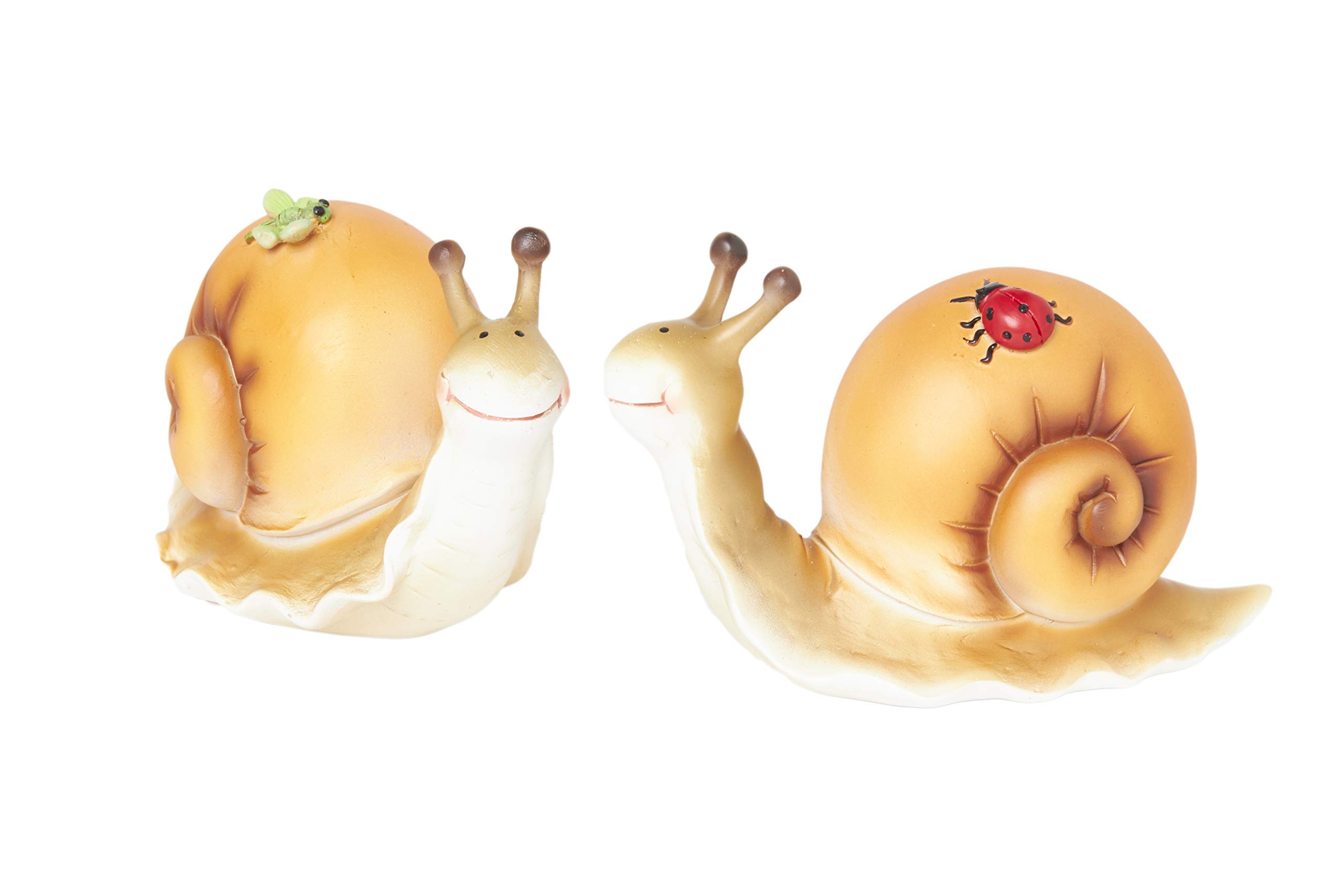 HEITMANN DECO Large Snails Set of 2 Orange with Butterfly and Ladybird Decoration for Home or Garden, Approx. 15 cm