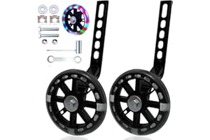 DDJKCZ Training Wheels Flash Mute Big Wheel Compatible for 12 14 16 18 20 inch Single Speed Bicycle (deep black)