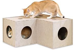 PETKARAY Cat Tunnel, Original Cat Hideaway Cave for Indoor Cats, Large Kitten Play Tubes and Tunnels, Soft Felt Cat Toy with Interactive Peek Hole