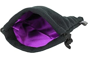 EASY ROLLER DICE CO. Classic Large Dice Bag - 5x8 Inches with Drawstring Closure and Durable Design - Holds 100+ Polyhedral Dice (Purple Interior)