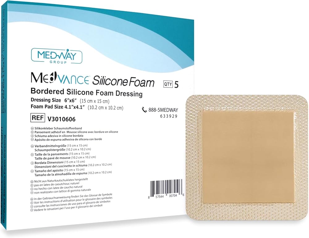 MedVance Silicone Bordered Adhesive Foam Dressing 15x15 cm Box of 5