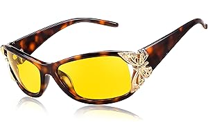 FEISEDY Polarized Night Vision Glasses for Women Yellow Lens Anti Glare Safety Driving UV Protection B0103