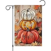 Wodison Happy Fall Garden Flag 12x18 Inch Double Sided Thanksgiving Pumpkin Autumn Small Yard Flag for Farmhouse Seasonal Harvest Outdoor Decoration