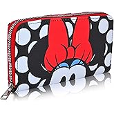 Fast Forward Disney Minnie Mouse Wallet Women - PU Leather Wristlet Wallets for Women - Mickey Mouse Minnie Mouse Red Wristlet Wallet