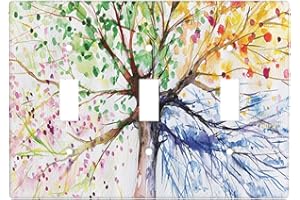 ULQUIEOR Tree Triple Toggle Light Switch Cover 3 Gang Decorative Wall Plate Duplex Outlet Faceplate for Kids Girls Bedroom Bathroom Kitchen Funny Room Decor 6.38" X 4.50"