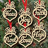 48 Pack Hollow Wood Letter Ornaments for Church Party Christmas Tree, Wedding Favor, Birthday Decoration