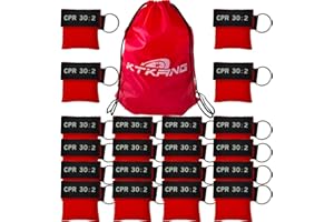 KTKANG 100Pcs/Pack CPR Barrier with Key Ring Face Shield for AED Training Mouth to Mouth First Aid Red Pouch