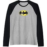 Batman Retro Bat Logo Distressed Raglan Baseball Tee
