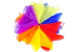 NEBURORA 6 Pcs Juggling Scarves Square Colorful Play Scarve for Dance Magic Tricks Performance Props Music Movement Scarf Acc