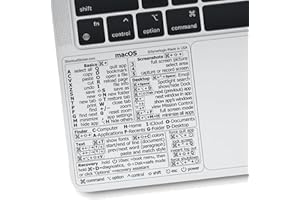 Synerlogic Mac OS Shortcuts Sticker for Air/Pro | Keyboard Stickers for macOS | Laminated Vinyl MacBook Cheatsheet | MacBook Shortcuts 2026 (Clear/Black)