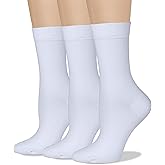 COTTON DAY Women's Soft Combed Cotton Dress Socks Seamless Toe Black White Gray Navy Blue Brown Beige