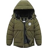 TUNICCE Boy's Waterproof Winter Coat Warm Down Jacket Insulated Fleece-Lined Puffer Parka Hooded Outerwear for Kids