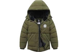 TUNICCE Boy's Waterproof Winter Coat Warm Down Jacket Insulated Fleece-Lined Puffer Parka Hooded Outerwear for Kids