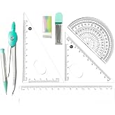 Compass Geometry Tool Protractor and Compass Set with Rulers Math 7 Piece