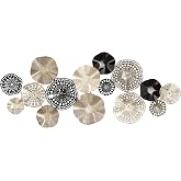 Deco 79 Metal Plate Home Wall Decor Textured Wall Sculpture with Black Accents, Wall Art 59" x 3" x 25", Silver