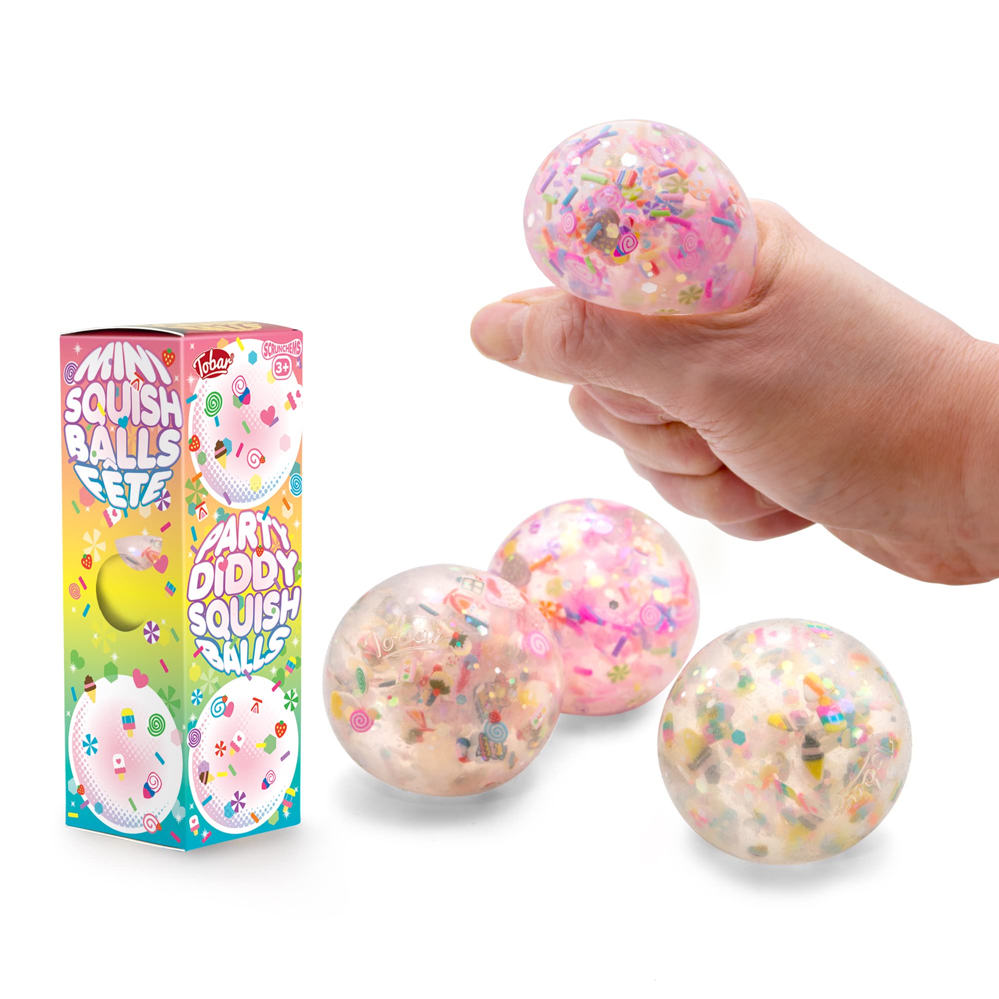Tobar SCRUNCHEMS PARTY DIDDY STRESS SQUISH BALL Toy - 3 Pack