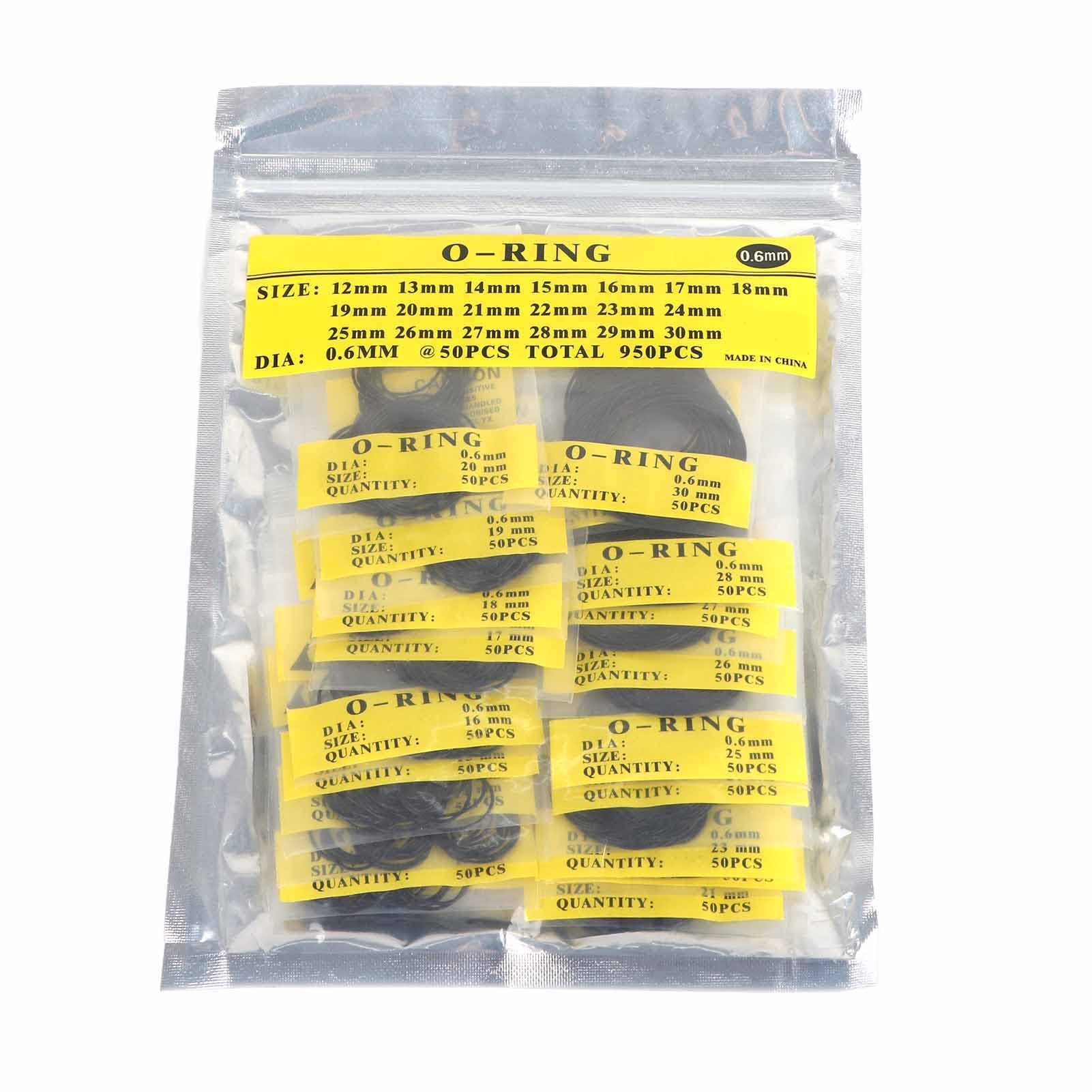 950 pieces watch back seal rubber seal watch back seal 0.5/0.6/0.7 mm 12 mm - 30 mm universal watch O-ring rubber seal set (0.6 mm)