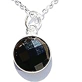 Joyfulmuze Round Pendant Necklace, Natural Gemstones, Labradorite, Rainbow Moonstone, Crystal, Rose Quartz, Amethyst, Citrine, Sterling Silver, Handmade Jewelry Gifts