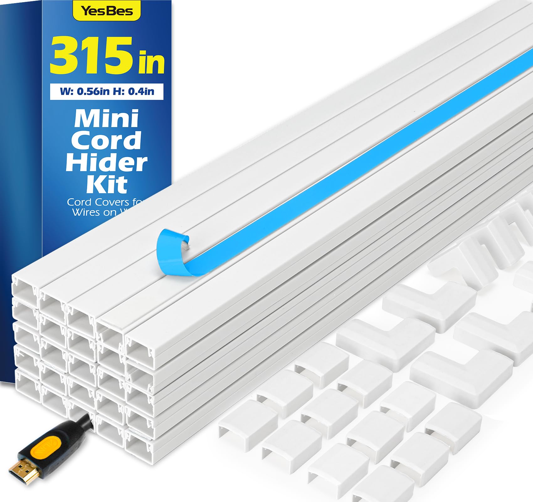 Photo 1 of 315in Cord Hider Kit, Cord Covers for Wires on Wall, Cord Hider for Wall Mount tv, tv Cable Hider Wall kit, Paintable Cable Raceway, Wire Covers for Cords, 20X L15.7in X W0.59in X H0.4in, White