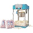 Popcorn Popper Machine-4 OZ Vintage Professional Popcorn Maker Theater Style with Nonstick Kettle Warming Light and Serving Scoop. (Blue)