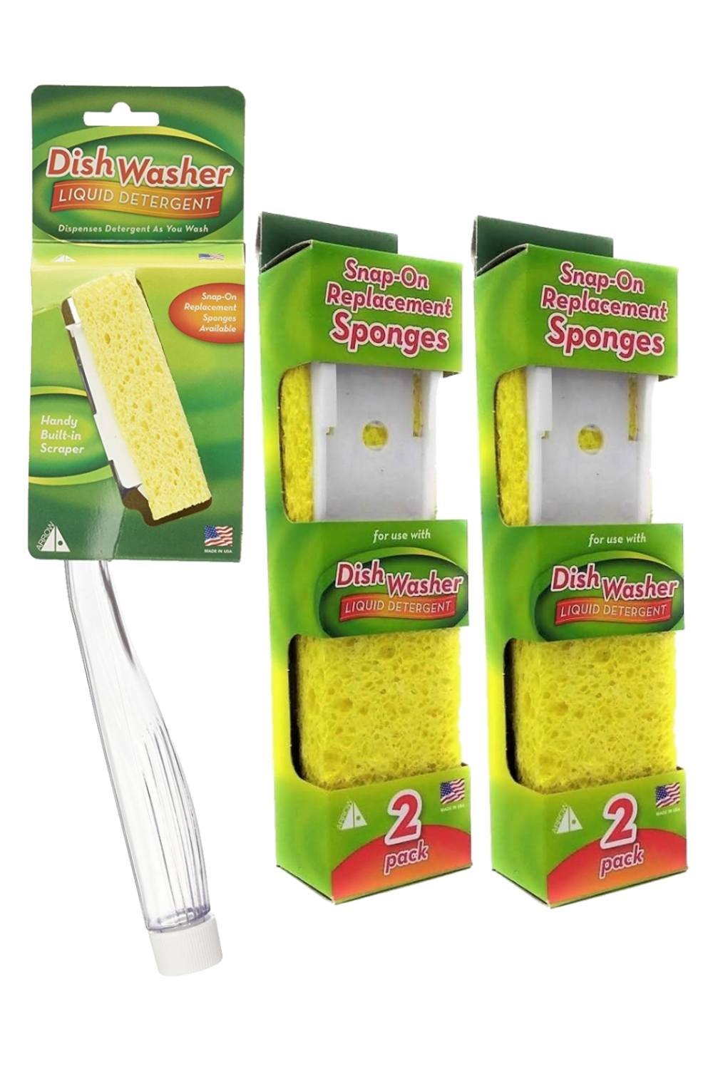 Arrow Plastic Dish Sponge with Handle (00007) Bundle Refill Sponge
