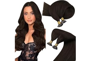 Sunny Hair Flat Tip Hair Extensions Human Hair Keratin Fusion Extensions Real Human Hair Extensions for Women Dark Brown 50G/