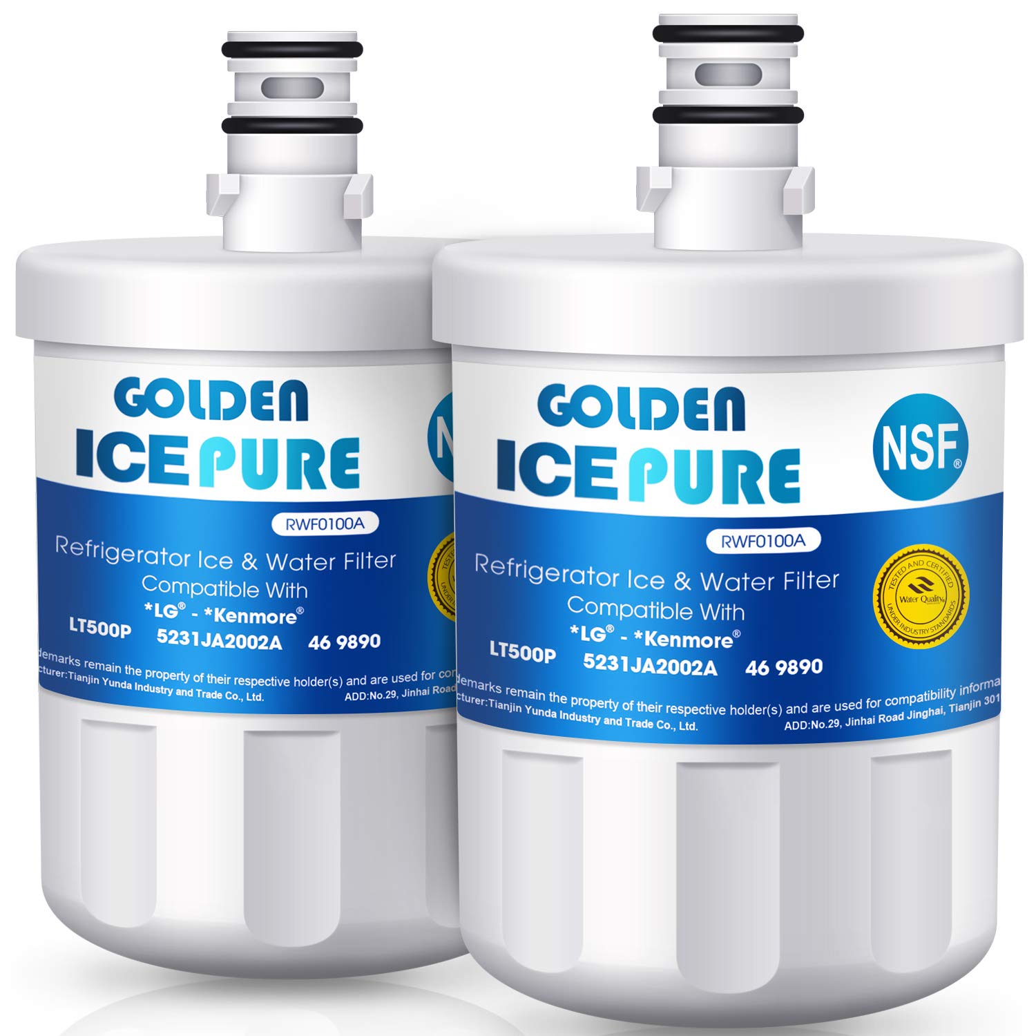 GOLDEN ICEPURE Refrigerator Water Filter, Compatible with LG LT500P