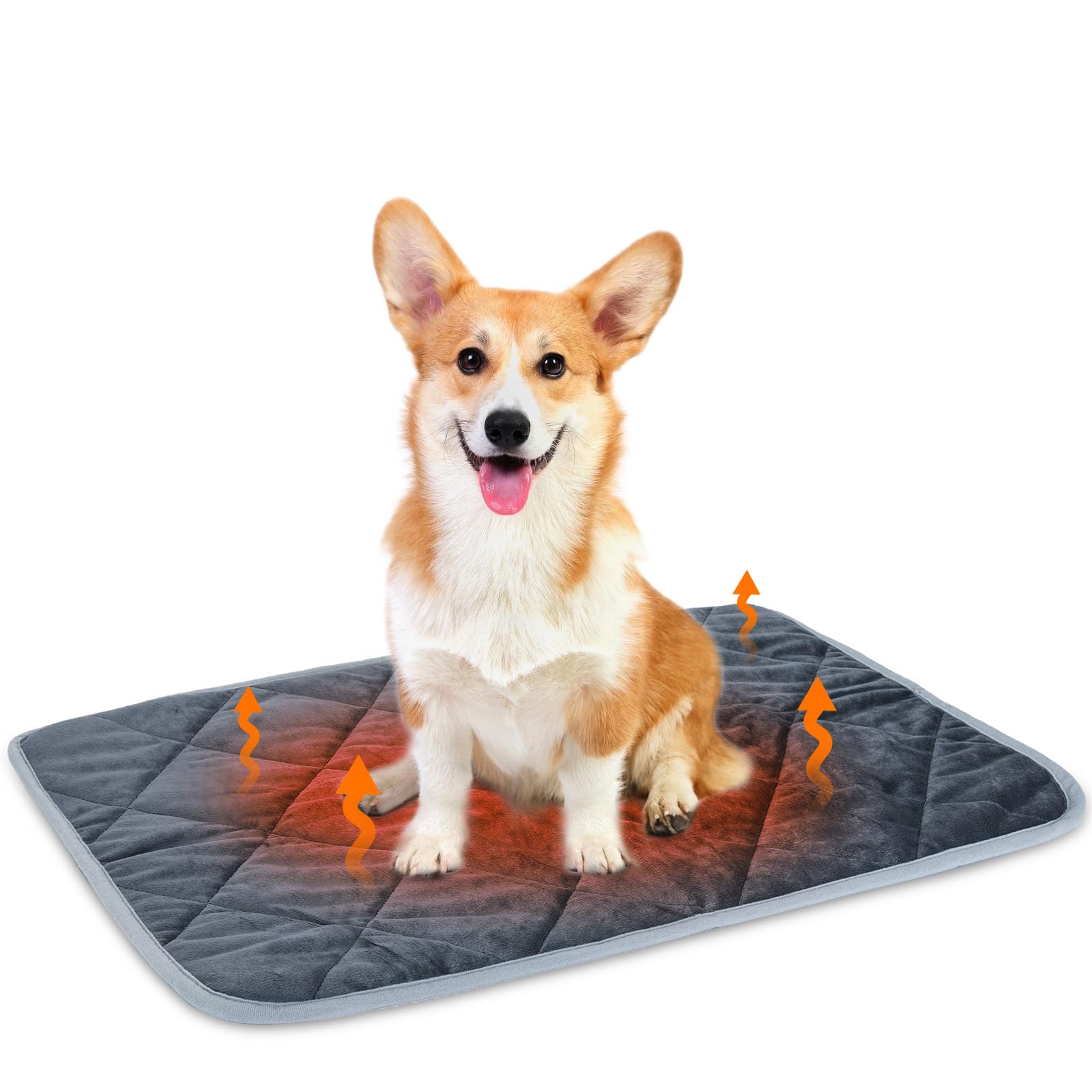 Nobleza Self Heating Pet Pad, Thermal Dog Cat Blanket Machine Washable Reusable, Safe Self Heated Soft Pet Blankets, Non-Slip Warm Puppy Rabbit Mat, Size L 70x40cm Grey