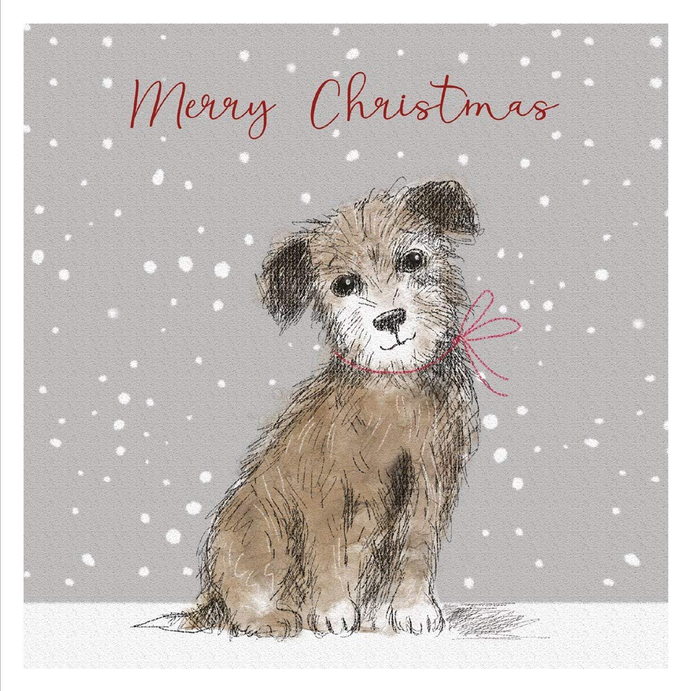 Dog in The Snow Drawing Magic Xmas Charity Christmas Cards Pack (5 Cards,1 Design)