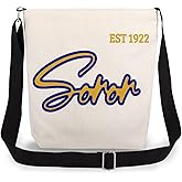 LiuenMgg Soror 1922 Print Canvas Crossbody Bag, Adjustable Strap Lightweight Purse with Top Zipper & Inner Pocket, Daily Shoulder Bag Gift for Women
