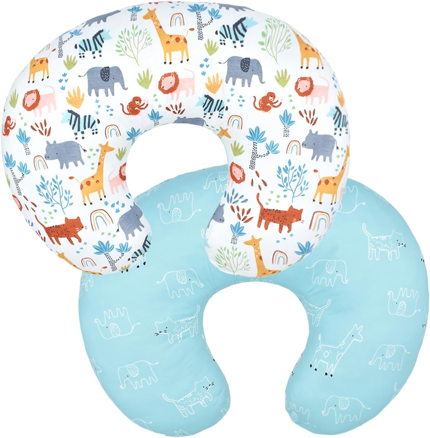 Aisawate Nursing Pillow Cover Stretchy Removable Infant Cotton Pillow Slipcovers for Baby Boy Girls Breastfeeding Moms Two-Sided Design (Cute Animals) — image 1