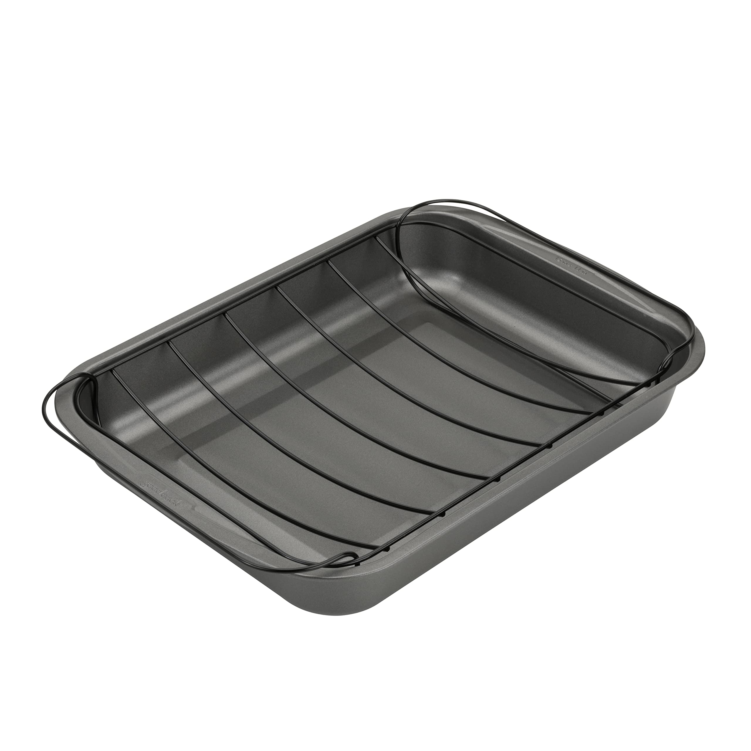 GoodCook Everyday Nonstick Large Roast Pan with Rack, 15 x 11 Inch, Gray
